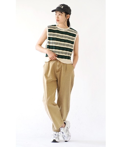 e-zakkamania stores(イーザッカマニアストアーズ)の「ストーンウォッシュカラー ワンタック ツイルパンツ(その他パンツ・レディース・ベージュ/カーキ/ブラック/ブラウン・M/L)」の18枚目の写真