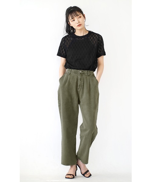 e-zakkamania stores(イーザッカマニアストアーズ)の「ストーンウォッシュカラー ワンタック ツイルパンツ(その他パンツ・レディース・ベージュ/カーキ/ブラック/ブラウン・M/L)」の10枚目の写真