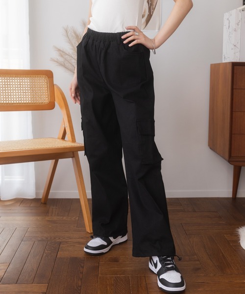 Ada.(エイダ)の「ぐるゴム 2way カーゴパンツ(カーゴパンツ・レディース・ベージュ/ブラック/カーキ・L/M)」の4枚目の写真