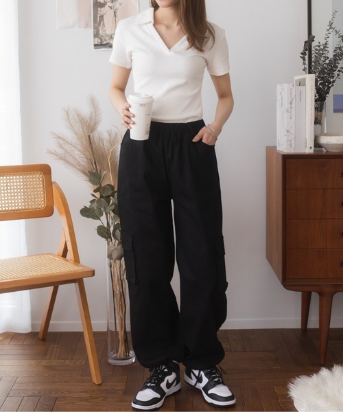 Ada.(エイダ)の「ぐるゴム 2way カーゴパンツ(カーゴパンツ・レディース・ベージュ/ブラック/カーキ・L/M)」の7枚目の写真