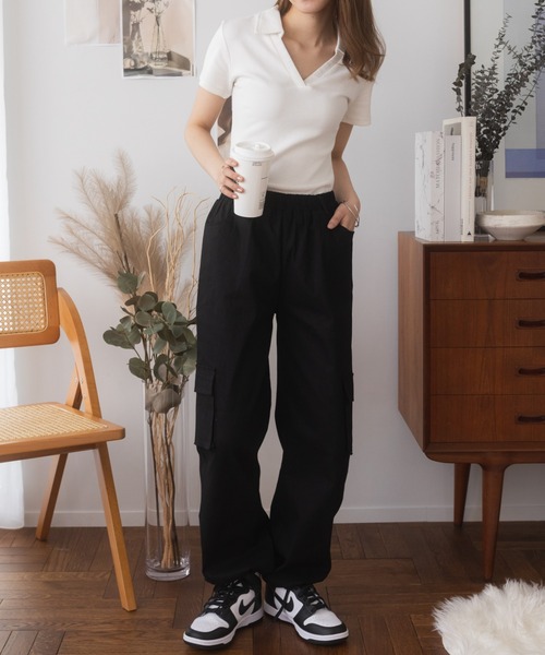Ada.(エイダ)の「ぐるゴム 2way カーゴパンツ(カーゴパンツ・レディース・ベージュ/ブラック/カーキ・L/M)」の8枚目の写真