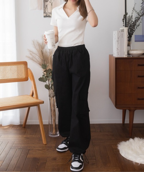 Ada.(エイダ)の「ぐるゴム 2way カーゴパンツ(カーゴパンツ・レディース・ベージュ/ブラック/カーキ・L/M)」の9枚目の写真