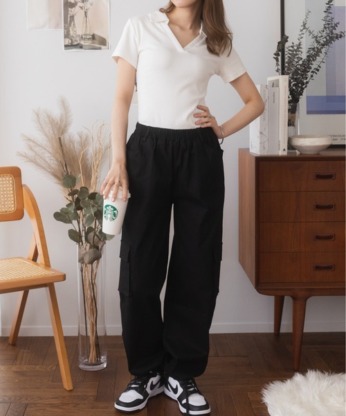 Ada.(エイダ)の「ぐるゴム 2way カーゴパンツ(カーゴパンツ・レディース・ベージュ/ブラック/カーキ・L/M)」の15枚目の写真
