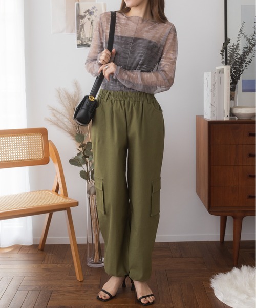 Ada.(エイダ)の「ぐるゴム 2way カーゴパンツ(カーゴパンツ・レディース・ベージュ/ブラック/カーキ・L/M)」の16枚目の写真
