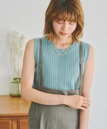 ノースリーブワイドリブニットトップス