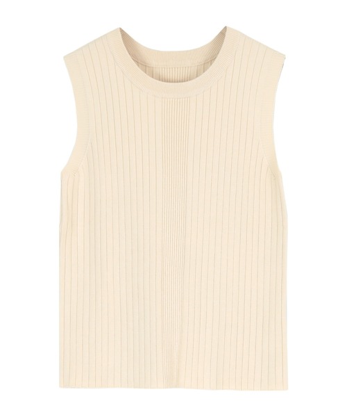 titivate（ティティベイト）の「ノースリーブワイドリブニットトップス（タンクトップ・レディース・ブラック/ライトブルー/アイボリー/グレイッシュベージュ/ダークオレンジ/コーラルピンク/ミント・S/M/L）」の8枚目の写真