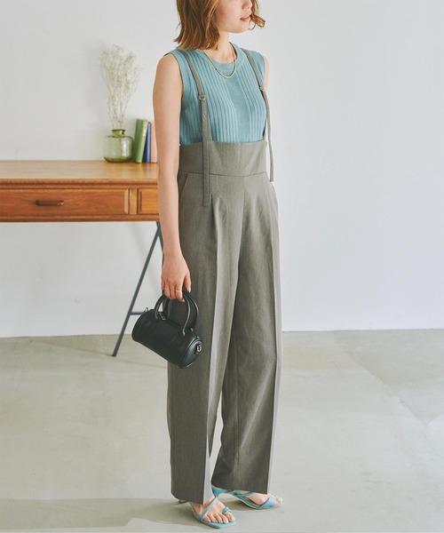 titivate（ティティベイト）の「ノースリーブワイドリブニットトップス（タンクトップ・レディース・ブラック/ライトブルー/アイボリー/グレイッシュベージュ/ダークオレンジ/コーラルピンク/ミント・S/M/L）」の18枚目の写真