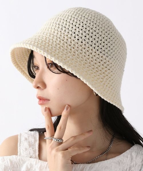 JEANASIS（ジーナシス）の「コットンアミHAT/196794（ハット・レディース・オフホワイト/ブラック/グリーン系その他・FREE）」の12枚目の写真