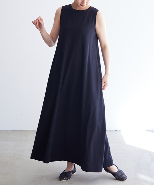 CARVEN カルヴェン コットン フレア ワンピース ノースリーブ 黒 34 CARVEN カルヴェン コットン フレア ワンピース ノースリーブ 黒 34