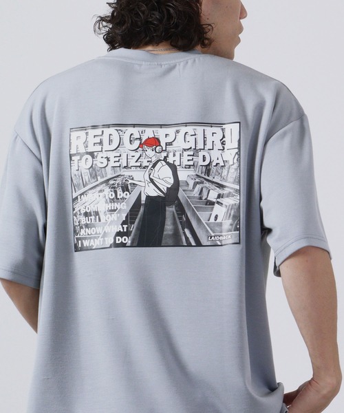 Red Cap Girl(レッドキャプガール)の「Red Cap Girl 冷感とろみポンチ バックイラスト ビッグシルエットスリット半袖Tシャツ(Tシャツ/カットソー・メンズ・ブラック系その他/グレイッシュベージュ/ホワイト/ホワイト系その他/ブルー系その他/ブラック/ブルー/ベージュ系その他・L/M)」の13枚目の写真