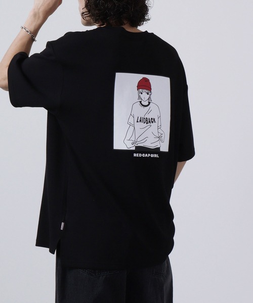 Red Cap Girl(レッドキャプガール)の「Red Cap Girl 冷感とろみポンチ バックイラスト ビッグシルエットスリット半袖Tシャツ(Tシャツ/カットソー・メンズ・ブラック系その他/グレイッシュベージュ/ホワイト/ホワイト系その他/ブルー系その他/ブラック/ブルー/ベージュ系その他・L/M)」の21枚目の写真