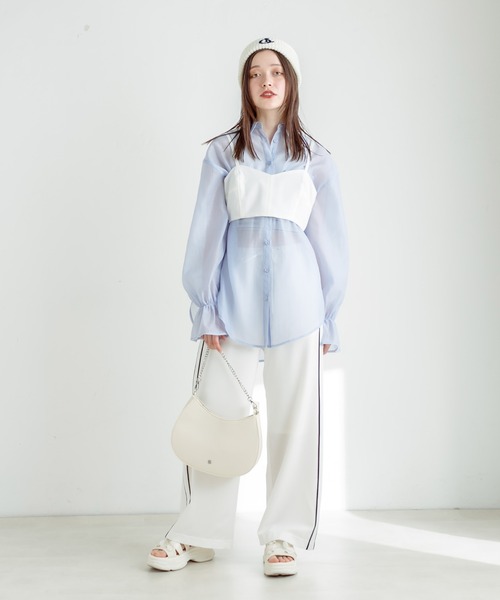 OLIVE des OLIVE(オリーブデオリーブ)の「サイドラインゆるワイドパンツ 1031020130(その他パンツ・レディース・ピンク/チャコールグレー/オフホワイト/ブラック・FREE)」の6枚目の写真