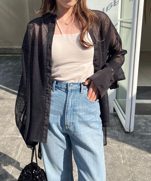 CAPRICIEUX LE'MAGE(カプリシューレマージュ)の「メッシュシャツ(シャツ/ブラウス・レディース・ホワイト/ブラック/ベージュ・FREE)」の2枚目の写真