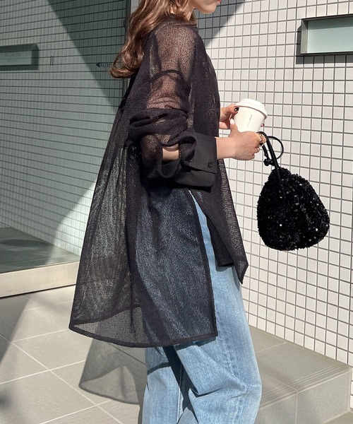 CAPRICIEUX LE'MAGE(カプリシューレマージュ)の「メッシュシャツ(シャツ/ブラウス・レディース・ホワイト/ブラック/ベージュ・FREE)」の6枚目の写真