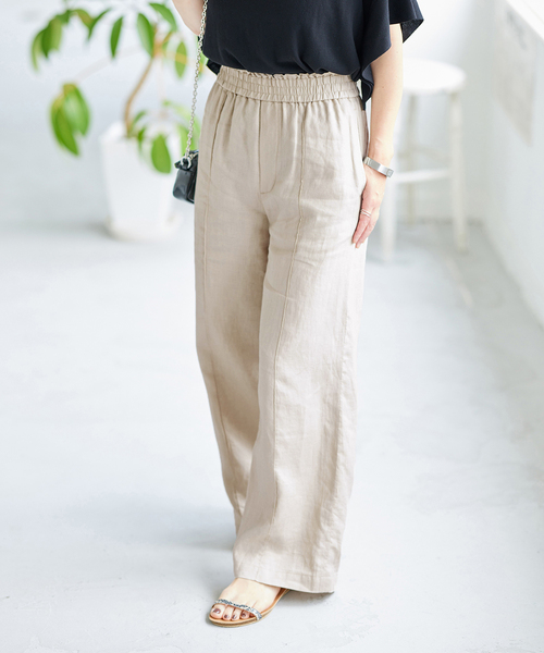 JOURNAL STANDARD（ジャーナルスタンダード）の「《追加2》リネンイージースラックスパンツ（その他パンツ・レディース・ピンク/グリーン/アイボリー・40/38/36）」の2枚目の写真