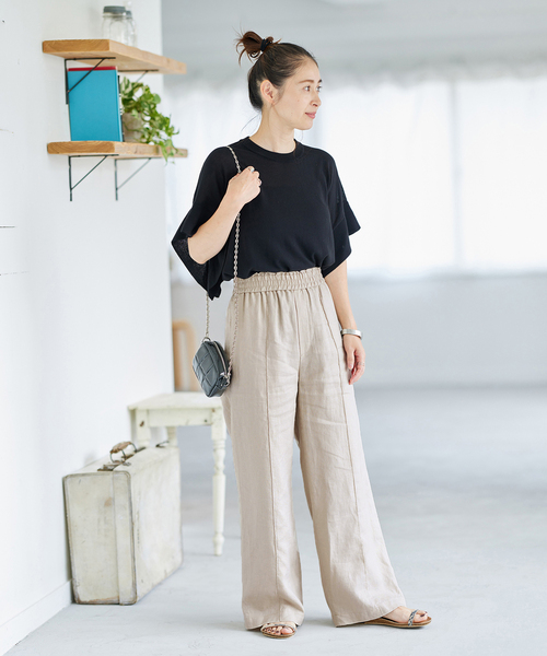 JOURNAL STANDARD（ジャーナルスタンダード）の「《追加2》リネンイージースラックスパンツ（その他パンツ・レディース・ピンク/グリーン/アイボリー・40/38/36）」の4枚目の写真