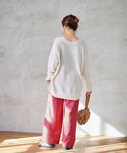 JOURNAL STANDARD（ジャーナルスタンダード）の「《追加2》リネンイージースラックスパンツ（その他パンツ・レディース・ピンク/グリーン/アイボリー・40/38/36）」の8枚目の写真