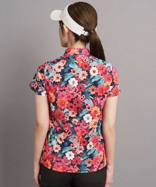 adabat（アダバット）の「◆【UVカット/吸水速乾】フラワーデザイン 半袖ポロシャツ（ポロシャツ・レディース・ブラック系/ピンク系・38/40/42）」の5枚目の写真