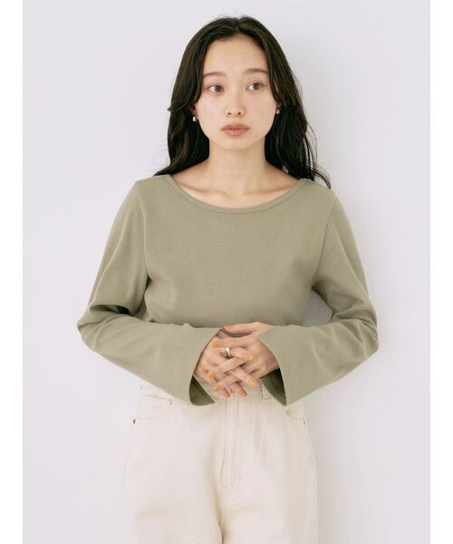 earth music&ecology（アースミュージックアンドエコロジー）の「2WAYネックリブプルオーバー（Tシャツ/カットソー・レディース・オフホワイト/ブラック/ピンクベージュ/カーキ・S/M）」の21枚目の写真