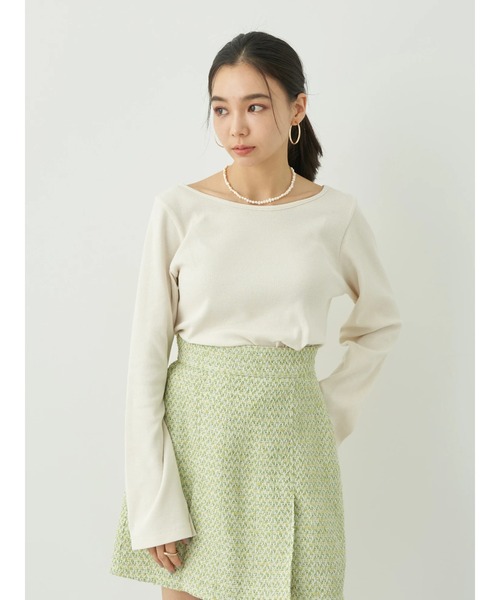 earth music&ecology（アースミュージックアンドエコロジー）の「2WAYネックリブプルオーバー（Tシャツ/カットソー・レディース・オフホワイト/ブラック/ピンクベージュ/カーキ・S/M）」の5枚目の写真