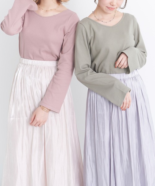 earth music&ecology（アースミュージックアンドエコロジー）の「2WAYネックリブプルオーバー（Tシャツ/カットソー・レディース・オフホワイト/ブラック/ピンクベージュ/カーキ・S/M）」の12枚目の写真