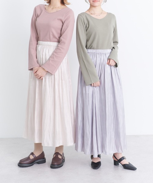 earth music&ecology（アースミュージックアンドエコロジー）の「2WAYネックリブプルオーバー（Tシャツ/カットソー・レディース・オフホワイト/ブラック/ピンクベージュ/カーキ・S/M）」の8枚目の写真