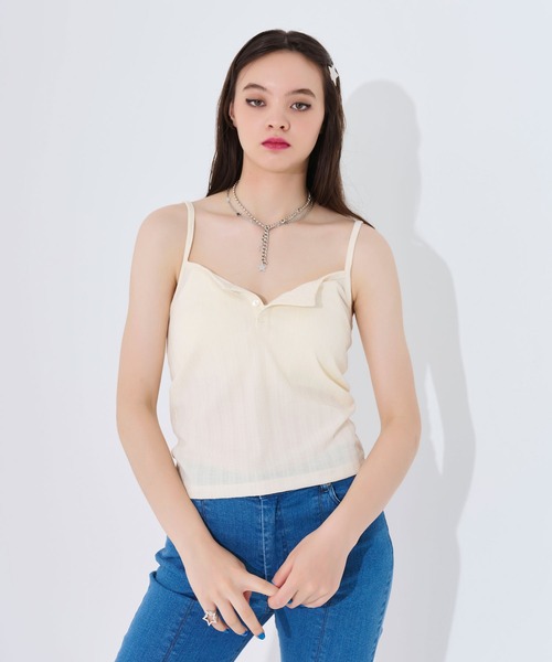 TINA：JOJUN（ティーナジョジュン）の「ヘンリーネック キャミソール TINA：JOJUN（キャミソール・レディース・アイボリー/クリーム・M）」の6枚目の写真