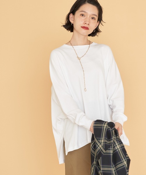 AMERICAN HOLIC（アメリカンホリック）の「ドルマンカットプルオーバー（Tシャツ/カットソー・レディース・オフホワイト/カーキ/ダークネイビー/マルチ・L/M）」の2枚目の写真