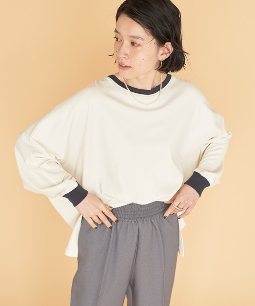 AMERICAN HOLIC（アメリカンホリック）の「ドルマンカットプルオーバー（Tシャツ/カットソー・レディース・オフホワイト/カーキ/ダークネイビー/マルチ・L/M）」の4枚目の写真