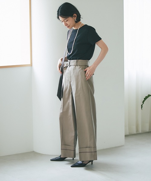 RIVE DROITE(リヴドロワ)の「ベーシックTシャツ(Tシャツ/カットソー・レディース・ブラック/オフホワイト/マスタード・FREE)」の19枚目の写真