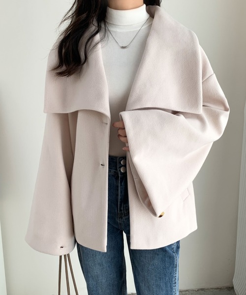 ECLIN（エクラン）の「オーバーサイズミドル丈ビックカラーコート（その他アウター・レディース・ブラック/アイボリー/モカ/ベージュ・L/M）」の21枚目の写真