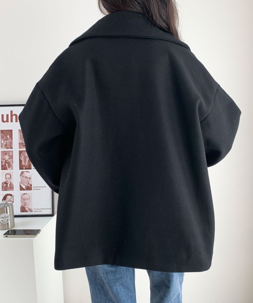 ECLIN（エクラン）の「オーバーサイズミドル丈ビックカラーコート（その他アウター・レディース・ブラック/アイボリー/モカ/ベージュ・L/M）」の5枚目の写真