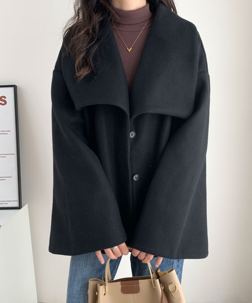 ECLIN（エクラン）の「オーバーサイズミドル丈ビックカラーコート（その他アウター・レディース・ブラック/アイボリー/モカ/ベージュ・L/M）」の8枚目の写真