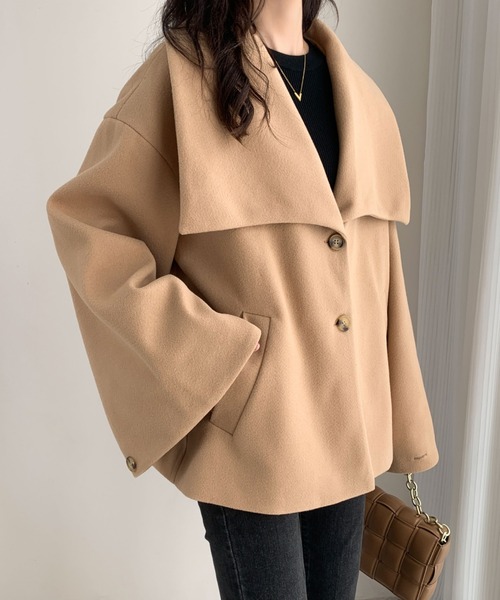 ECLIN（エクラン）の「オーバーサイズミドル丈ビックカラーコート（その他アウター・レディース・ブラック/アイボリー/モカ/ベージュ・L/M）」の13枚目の写真