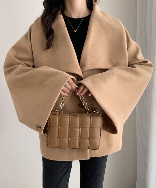 ECLIN（エクラン）の「オーバーサイズミドル丈ビックカラーコート（その他アウター・レディース・ブラック/アイボリー/モカ/ベージュ・L/M）」の15枚目の写真