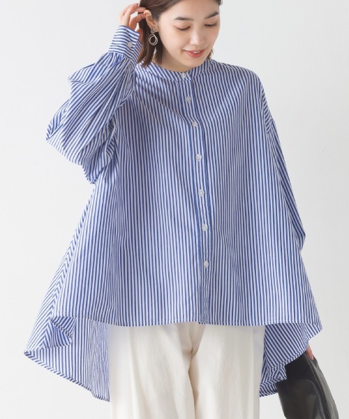 OMNES（オムネス）の「製品洗いブロード長袖フレアシャツ（シャツ/ブラウス・レディース・ブラック系その他/ブルー系その他/ホワイト/ブルー/ベージュ/ピンク・FREE）」の5枚目の写真