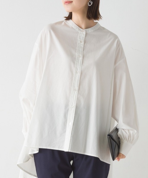 OMNES（オムネス）の「製品洗いブロード長袖フレアシャツ（シャツ/ブラウス・レディース・ブラック系その他/ブルー系その他/ホワイト/ブルー/ベージュ/ピンク・FREE）」の7枚目の写真