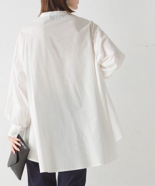 OMNES（オムネス）の「製品洗いブロード長袖フレアシャツ（シャツ/ブラウス・レディース・ブラック系その他/ブルー系その他/ホワイト/ブルー/ベージュ/ピンク・FREE）」の9枚目の写真