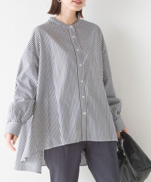 OMNES（オムネス）の「製品洗いブロード長袖フレアシャツ（シャツ/ブラウス・レディース・ブラック系その他/ブルー系その他/ホワイト/ブルー/ベージュ/ピンク・FREE）」の13枚目の写真