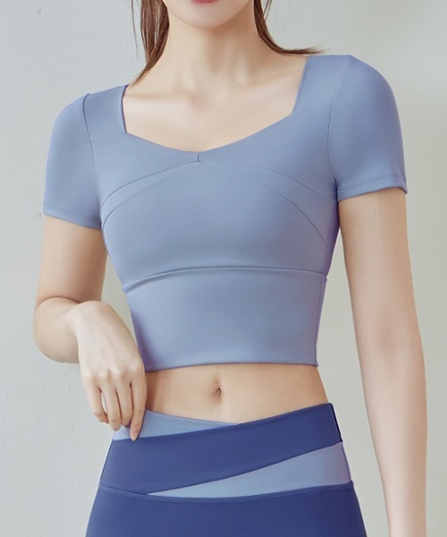 SAISON DE PAPILLON（セゾンドパピヨン）の「パッド付半袖トップ ブラトップ タンクトップ スポーツウェア（スポーツブラ・レディース・ブラック/グレー/パープル/ピンク/イエロー/グリーン/ベージュ/ブルー・L/M）」の6枚目の写真