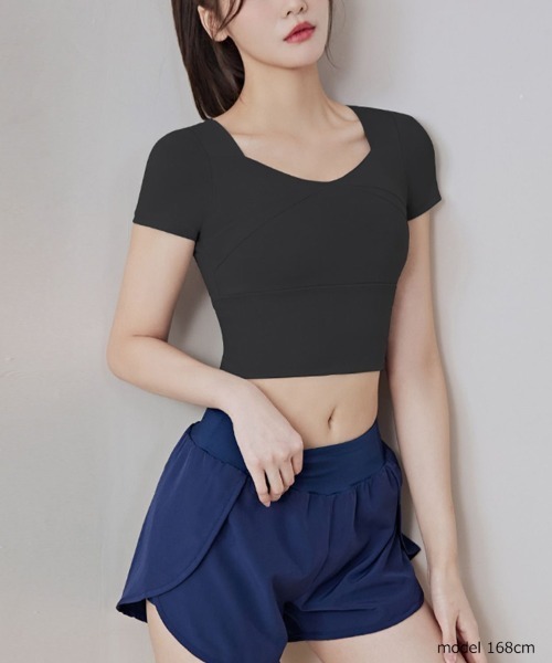 SAISON DE PAPILLON（セゾンドパピヨン）の「パッド付半袖トップ ブラトップ タンクトップ スポーツウェア（スポーツブラ・レディース・ブラック/グレー/パープル/ピンク/イエロー/グリーン/ベージュ/ブルー・L/M）」の14枚目の写真