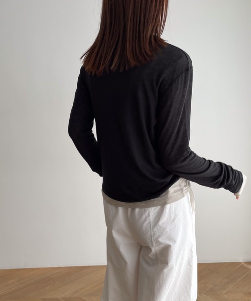 CANAL JEAN(キャナルジーン)の「El mar シアーロングTシャツ(Tシャツ/カットソー・レディース・グレー/ネイビー/ベージュ/ブラック・ONE SIZE)」の20枚目の写真