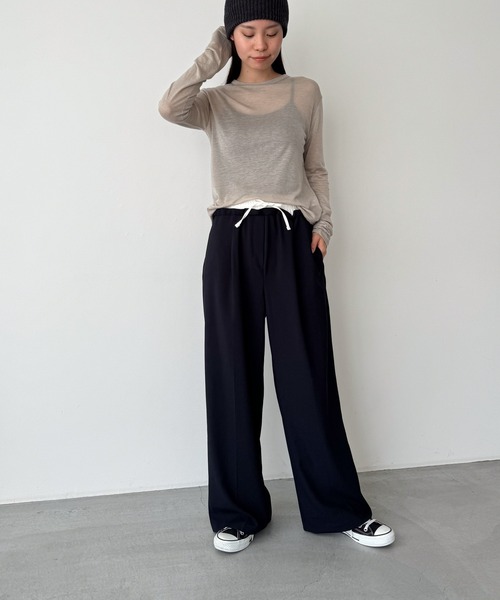 CANAL JEAN(キャナルジーン)の「El mar シアーロングTシャツ(Tシャツ/カットソー・レディース・グレー/ネイビー/ベージュ/ブラック・ONE SIZE)」の10枚目の写真