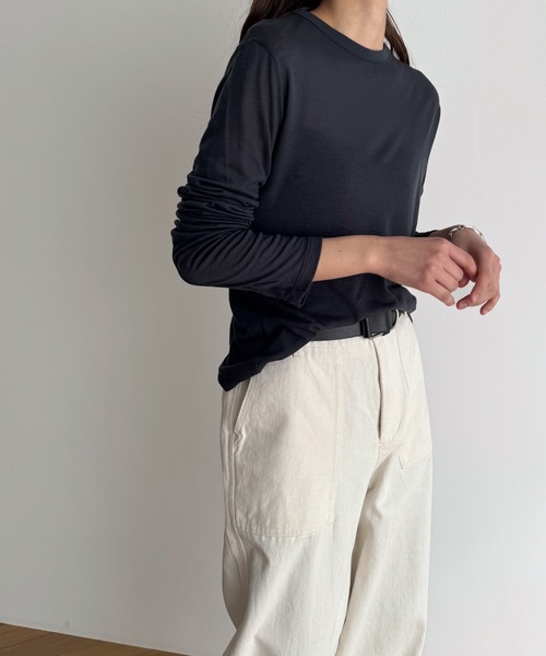 CANAL JEAN(キャナルジーン)の「El mar シアーロングTシャツ(Tシャツ/カットソー・レディース・グレー/ネイビー/ベージュ/ブラック・ONE SIZE)」の11枚目の写真