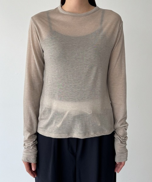CANAL JEAN(キャナルジーン)の「El mar シアーロングTシャツ(Tシャツ/カットソー・レディース・グレー/ネイビー/ベージュ/ブラック・ONE SIZE)」の14枚目の写真