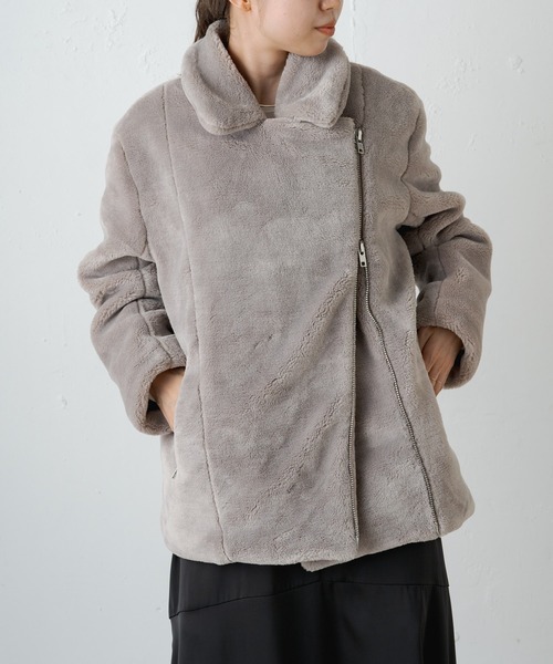 Omekashi(オメカシ)の「ファーライダースジャケット(ライダースジャケット・レディース・グレー/ブラック・FREE)」の19枚目の写真