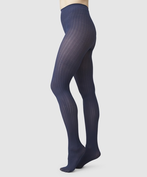 Alma Rib Tights Navy（タイツ/ストッキング）｜SWEDISH STOCKING