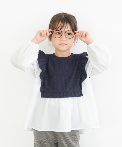 coca(coca)(コカ)の「キッズ ニットソードッキングチュニック(チュニック・キッズ・ネイビー・110/120/130/140)」の1枚目の写真