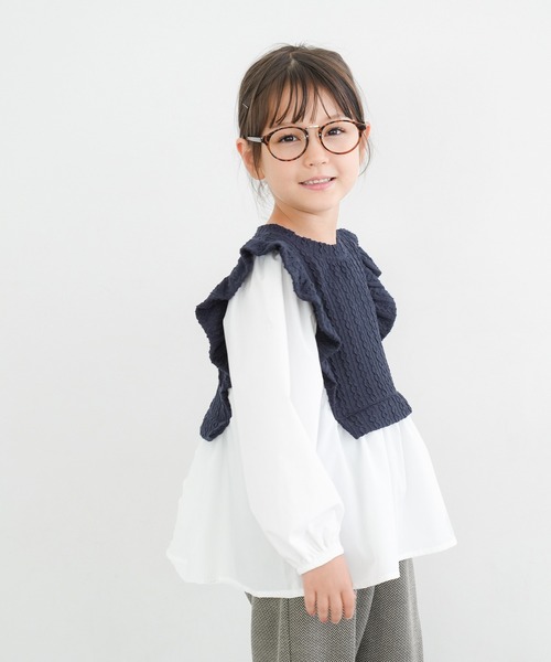 coca(coca)(コカ)の「キッズ ニットソードッキングチュニック(チュニック・キッズ・ネイビー・110/120/130/140)」の2枚目の写真