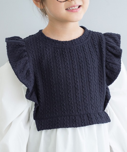 coca(coca)(コカ)の「キッズ ニットソードッキングチュニック(チュニック・キッズ・ネイビー・110/120/130/140)」の3枚目の写真